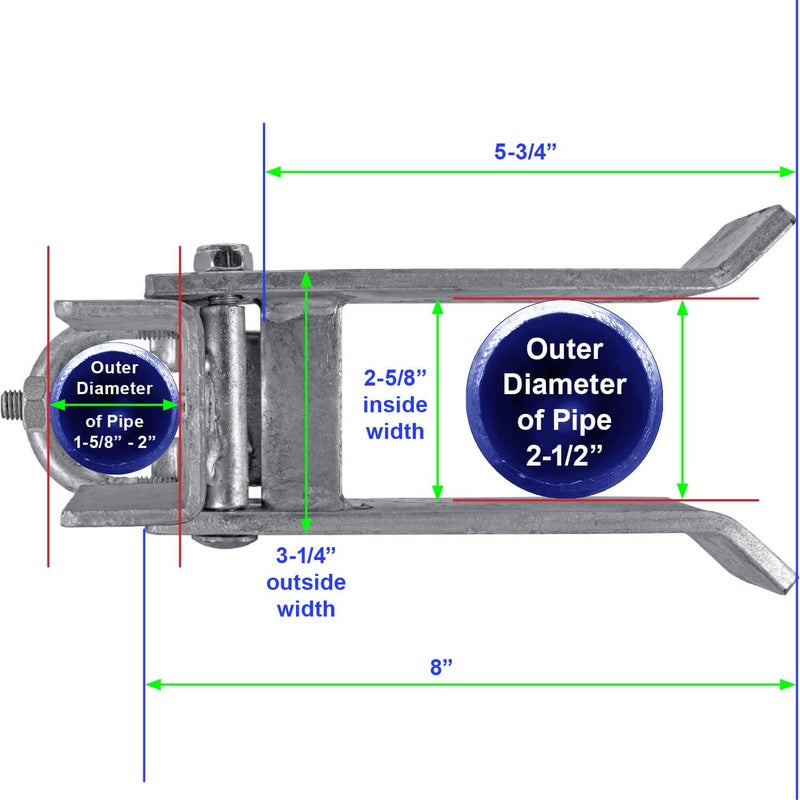 Jake Sales Commercial Single GATE Strong Arm Latch for 2-1/2" Fence Post - and 1-5/8" Thru 2" Chain Link or Round Pipe Gate Frames (Each) - Image 3